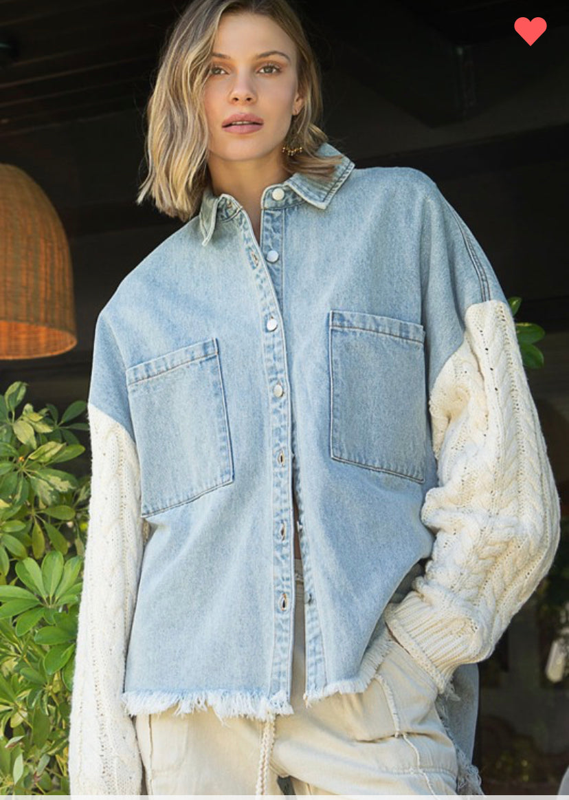 Denim Sweater Shacket