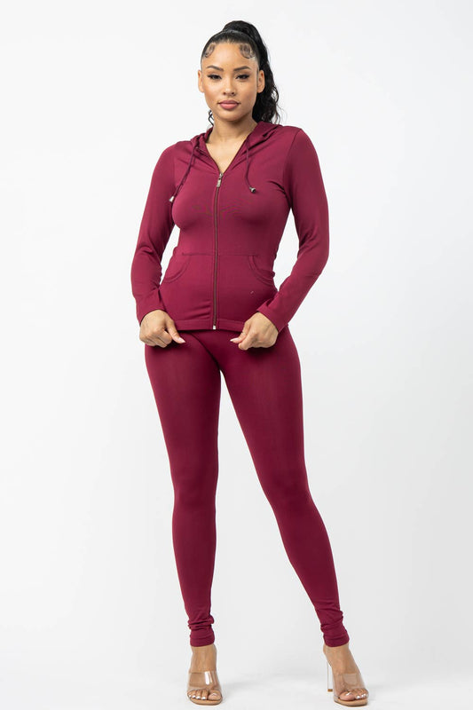 Seamless Zip Up Hoodie And Leggings Set