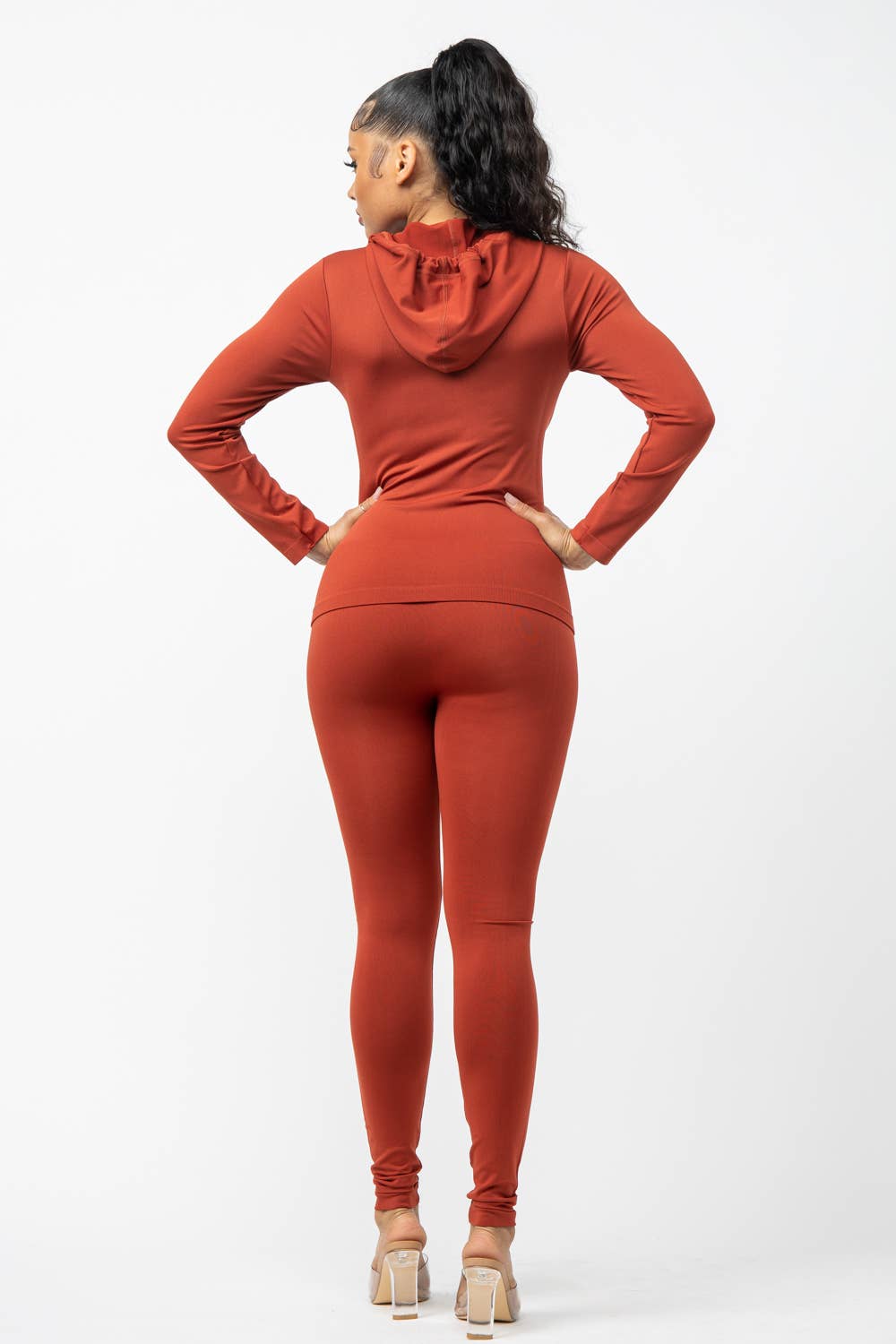 Seamless Zip Up Hoodie And Leggings Set