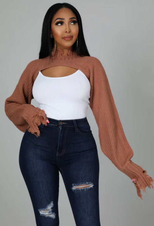 Mock Neck Super Crop Sweater